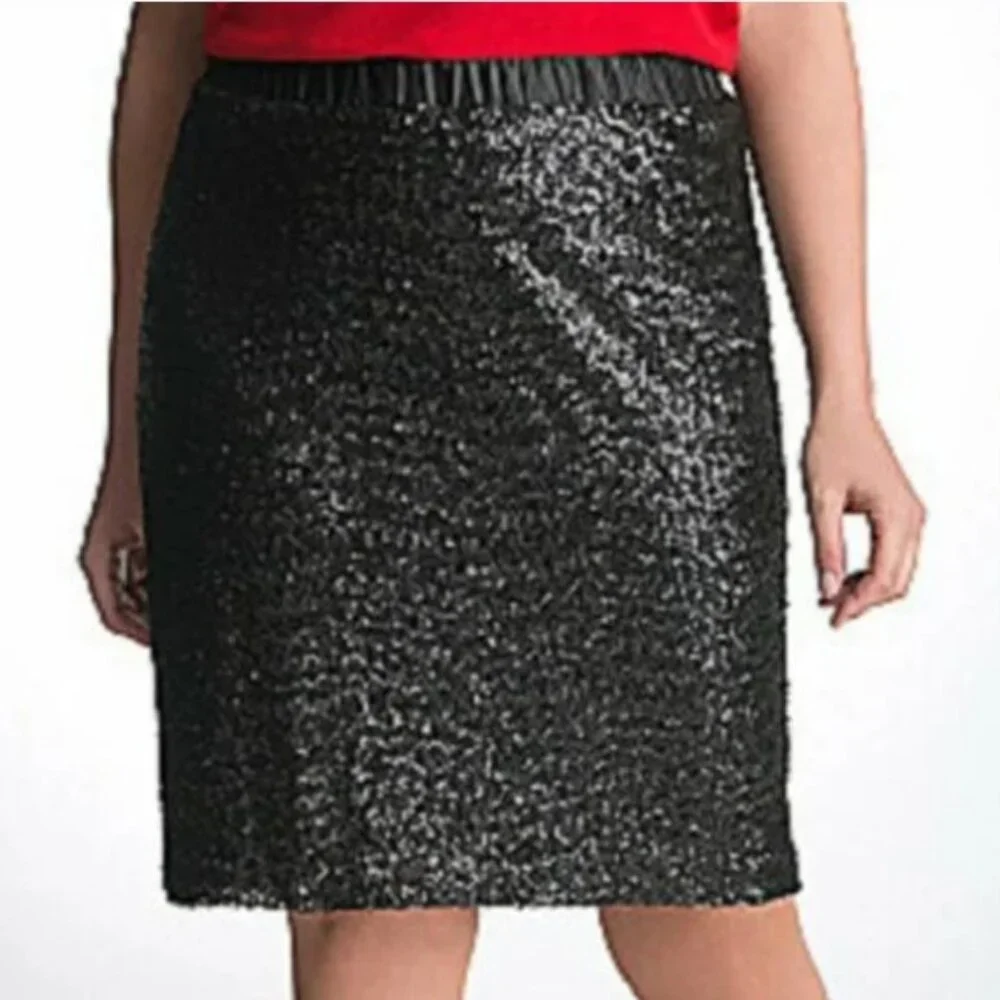 Lane Bryant Black Sequin Midi Skirt 18/20